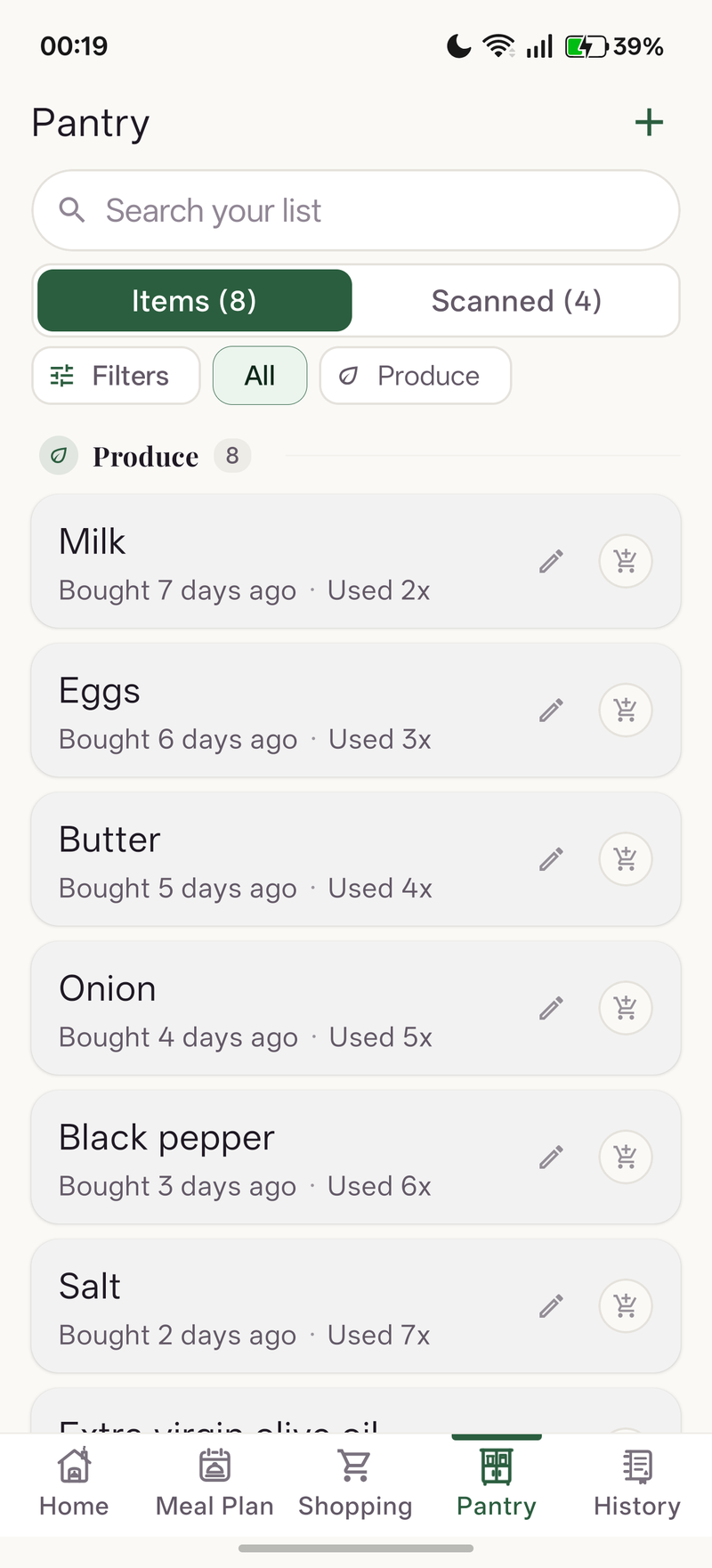 Pantry Inventory & Stock Tracker (Light Mode)